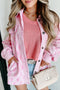 Delicacy Geometric Print Textured Flap Detail Shacket with Pocket